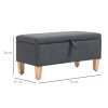 HOMCOM Linen Storage Ottoman Padded Footstool with Rubberwood Legs for Storage Box, Bed End, Shoe Bench, Seating