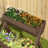 Outsunny 3 Tier 66L Raised Garden Bed Wooden Elevated Planter Box Kit for Flower, Vegetable, Herb, 65 x 75 x 76cm, Tan