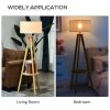 HOMCOM Tripod Floor Lamp, Freestanding Bedside Light Reading Light with Storage Shelf and Linen Shade for Living Room Bedroom, 154cm, Cream