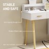 HOMCOM Dressing Table with Mirror, Vanity Table with Adjustable LED Lights, Makeup Desk with 5 Drawers and 5 Shelves, White