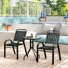 Outsunny 3 Pieces Patio Bistro Set, Garden Furniture Set with Stackable Chairs, Tempered Glass Table, Rust Resistant for Outdoor, Balcony, Patio, Garden, Charcoal Grey