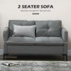 HOMCOM 2 Seater Sofa for Living Room, 133cm Loveseat Sofa, Modern Fabric Couch with Steel Legs for Bedroom, Dark Grey