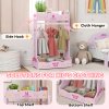 AIYAPLAY Wooden Kids Clothes Rail, Dress Up Rail with Top, Bottom Storage Shelves, for 3 Years+, 70 x 37 x 103cm, Pink
