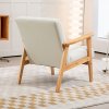 HOMCOM Accent Armchair, Living Room Chair, Wooden Upholstered Single Lounge Chair with Rubber Wood Legs and Padded Seat , Leisure Sofa Chair for Bedroom Office, Cream White