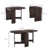 HOMCOM Folding Dining Table, Drop Leaf Table for Small Spaces, Oval Tabletop for Dining Room, Chocolate Wood Effect