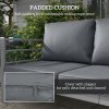 Outsunny Garden Bench with Cushions, 3-Seater Sofa, Aluminium Frame Outdoor Furniture with Backrest, Armrest and Back Cushions, 185 x 66 x 64cm, Grey