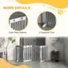 PawHut Freestanding Pet Gate 4 Panel Dog Barrier Folding Safety Fence with Support Feet up to 204cm Long 75cm Tall for Doorway Stairs, Grey