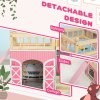 AIYAPLAY Dolls House with 13 Pieces Wooden Furniture and Accessories, 3 Levels Play Set with Detachable Balcony, Garage, Movable Slides, Gift for 3-6 Years