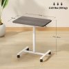 HOMCOM Height Adjustable Standing Desk, Pneumatic Sit Stand Desk for Laptop, Mobile Overbed Table with Wheels and Headphone Hook for Home Office