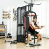 SPORTNOW Multi Gym Workout Station with 65kg Weight Stack, Sit Up Bench, Push Up Stand, Dip Station, Adjustable, for Home Gym, Full Body Strength Training