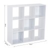 HOMCOM 3 Tier Bookshelf, Modern Cube Bookcase with 9 Open Storage Compartments, Freestanding Display Storage Unit for Living Room, Bedroom, Study, White