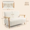 HOMCOM 2 Seater Sofa, Small Sherpa Fabric Couch Settee, Nordic Upholstered Loveseat with Wood Legs and Armrests, Thick Seat for Living Room, Bedroom, Office, Cream White