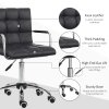 Vinsetto Office Chair, Makeup Vanity Chair, Mid Back Computer Chair, PU Leather Swivel Study Chair with Adjustable Height, Armrest and Rolling Wheels