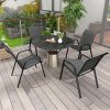 Outsunny Stackable Outdoor Chairs Set of 4, Rattan Garden Chairs with Armrests and Backrest for Deck, Grey