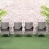 Outsunny 4 Pieces Outdoor PE Rattan Dining Chairs Set with Cushion, Garden Armchair with Armrests, High Backrest, Metal Frame Patio Wicker Furniture, Grey