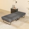 HOMCOM Folding Bed with Mattress, Foldable Guest Bed on Wheels, Portable Single Bed with 10cm Mattress, Side Pockets, Cover, 190 x 80cm, Dark Grey