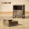 HOMCOM Bedside Table with Drawer and Shelf, Side End Table with Steel Legs for Living Room, Bedroom, Brown Wood Effect