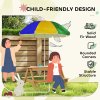 AIYAPLAY Kids Picnic Table, Sand and Water Table with Wooden Benches, Adjustable Parasol and Storage Bins, Outdoor Garden Furniture for Children 3-6 Years, Multicolour