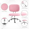 Vinsetto Cute Armless Office Chair, Teddy Fleece Fabric Computer Desk Chair, Vanity Task Chair with Adjustable Height, Swivel Wheels, Mid Back, Pink