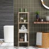 HOMCOM 4-Tier Bamboo Bathroom Storage Shelves, Freestanding Storage Shelving Unit, Multifunctional Display Plants Stand Shelf Rack Organiser