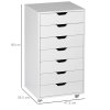 Vinsetto Vertical Filing Cabinet, 7-drawer File Cabinet, Mobile Office Cabinet on Wheels for Study, Home Office, White