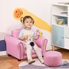 HOMCOM Children's Armchairs Toddler Chair Sofa Single Seater Childrens Armrest w/ Footstool - Pink