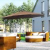 Outsunny 3(m) Garden Banana Parasol Hanging Cantilever Umbrella with Crank Handle, 8 Ribs and Cross Base for Outdoor, Sun Shade, Brown