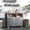 HOMCOM Bathroom Cabinet, Bathroom Storage Unit, Bathroom Storage Cabinet with Open Compartments and Double Doors