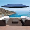Outsunny 4.6m Garden Parasol Double-Sided Sun Umbrella Patio Market Shelter Canopy Shade Outdoor with Cross Base - Blue