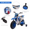 HOMCOM Kids Electric Motorbike, 12V Battery Powered Kids Motorbike for Boys and Girls with Training Wheels, Start-up Button, Pedal, for Ages 3-5 Years - Blue