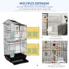 PawHut Bird Cage for Budgies, Finches, Canaries w/ Accessories, Toys, Tray, Handle, 46 x 36 x 100cm - Black