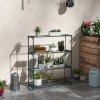 Outsunny Modern Plant Stand, 4-Tier Planter Holder with Steel Frame, Outdoor Flower Display Rack for Potted Plants Garden Balcony Decor, Dark Green