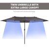 Outsunny 4.6m Large Garden Parasol Double-Sided Sun Umbrella Patio Market Canopy Shade Outdoor Grey - NO BASE