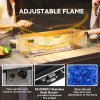 Outsunny Propane Gas Fire Pit Table for Garden, 50000 BTU Smokeless Firepit Outdoor Heater with Waterproof Cover, Glass Screen, Glass Beads and Lid, Wood Effect, 109 x 56 x 63cm, Dark Grey