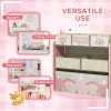 ZONEKIZ Kids Storage Unit, Childrens Toy Storage Organiser, with 6 Fabric Bins, for Bedroom, Nursery, 63 x 30 x 66cm, Pink