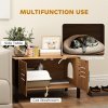 PawHut Cat Litter Box Enclosure, Hidden Litter Box Furniture Washroom with Tall Legs, Scratching Board, Double Doors, Ventilation Holes, Indoor Cat House Side End Table, 80 x 45 x 50 cm, Dark Brown