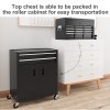 HOMCOM Tool Chest, Metal Tool Cabinet on Wheels with 6 Drawers, Pegboard, Top Chest and Roller Cabinet Combo, 61.6 x 33 x 108cm, Black