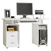 HOMCOM Computer Desk Office PC Table Workstation with Keyboard Tray, CPU Shelf, Drawers, Sliding Scanner Shelf, White