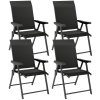 Outsunny Set of 4 Folding Chair, Garden Chair Set with Breathable Mesh Back and Seat, Outdoor Camping Chairs with Armrests, Steel Frame for Deck Balcony, Black