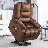 HOMCOM Velvet Riser and Recliner Chair for the Elderly, Quick Assembly, Fabric Overstuffed Lift Chair with Vibration Massage and Heat, Remote Control, Side Pockets, Dark Brown