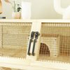 PawHut Hamster Cage, Wooden Gerbil Cage with Storage Shelf, Wheels, Ramps, Water Bottle, Hut, Seesaws, for Dwarf, Syrian, Gerbil