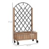 Outsunny Raised Garden Bed with Metal Trellis, Wooden Elevated Planter Box with Wheels and Drainage Holes, Outdoor Raised Planter for Climbing Plants, Fruits, Vegetables, Flowers, Brown