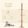 PawHut 260cm Floor To Ceiling Cat Tree for Indoor Cats w/ Three Platforms Activity Centre - Brown