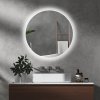 kleankin Round Bathroom Mirror with LED Lights, Wall-Mounted Dimmable Makeup Mirror with 3 Temperature Colours, Defogging Film, Memory Function, Hardwired, 60 x 60cm