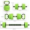SPORTNOW 4-in-1 Adjustable Weight Dumbbells Set, Used as Barbell, Kettlebell, Push up Stand, Free Weights Set for Men and Women Home Gym Training, 40KG, Green