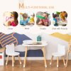 HOMCOM Kids Table and Chair Set, 3-Piece Childrens Table and Chair Set with 2 Bear-Shaped Chairs, for Playroom, Nursery, Living Room, White
