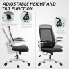 HOMCOM Executive Office Chair, Ergonomic Mesh High Back Desk Chair with Flip-up Armrest, Adjustable Lumbar Support, Black