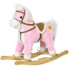 HOMCOM Kids Rocking Horse, Plush Ride On Horse with Music, Sound, Saddle, Wooden Base, Ride On Toy for Ages 3-6 Years - Pink
