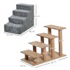 PawHut Dog Steps for Sofa, 4 Steps Dog Stairs, Pet Stairs, with Washable Plush Cover, for Small Breeds, Cats - Light Grey