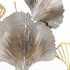 HOMCOM 3D Metal Wall Art Modern Ginkgo Leaves Hanging Wall Sculptures Home Decor for Living Room Bedroom Dining Room, Gold